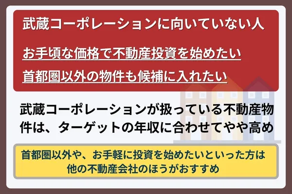 武蔵コーポレーションの利用が向いていない人